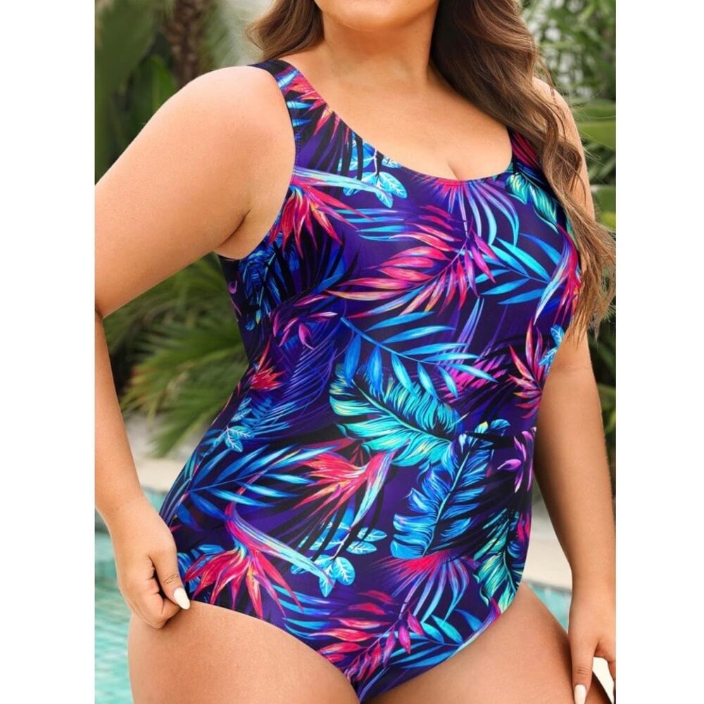 Holipick Women Tropical Tummy Control One Piece Swimsuit 18W Plus NWT - Picture 2 of 6
